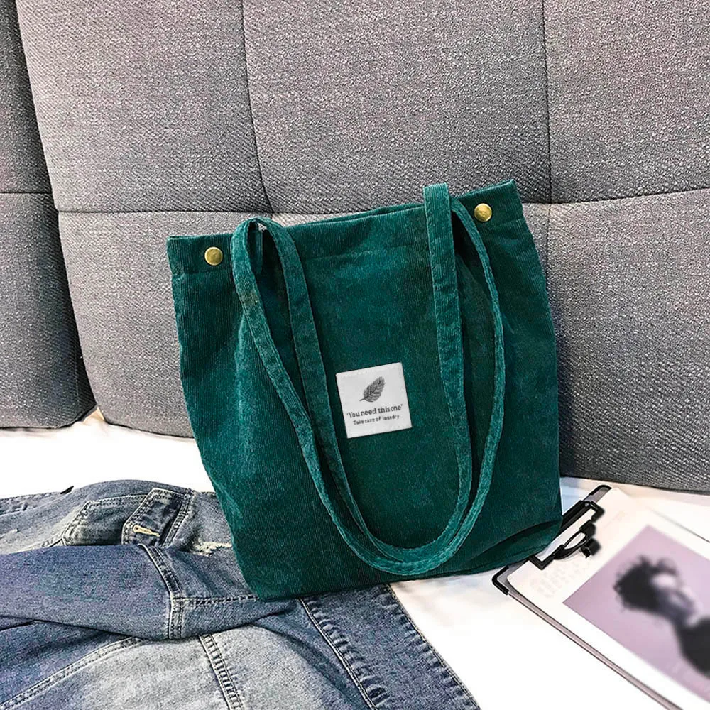 Bolso Женская Вельветовая Сумка-тоут женская однотонная сумка через плечо Складная
