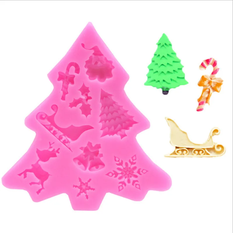 

Christmas Tree Santa Deer Silicone Fondant Mold Cake Chocolate Candle Soap Mould