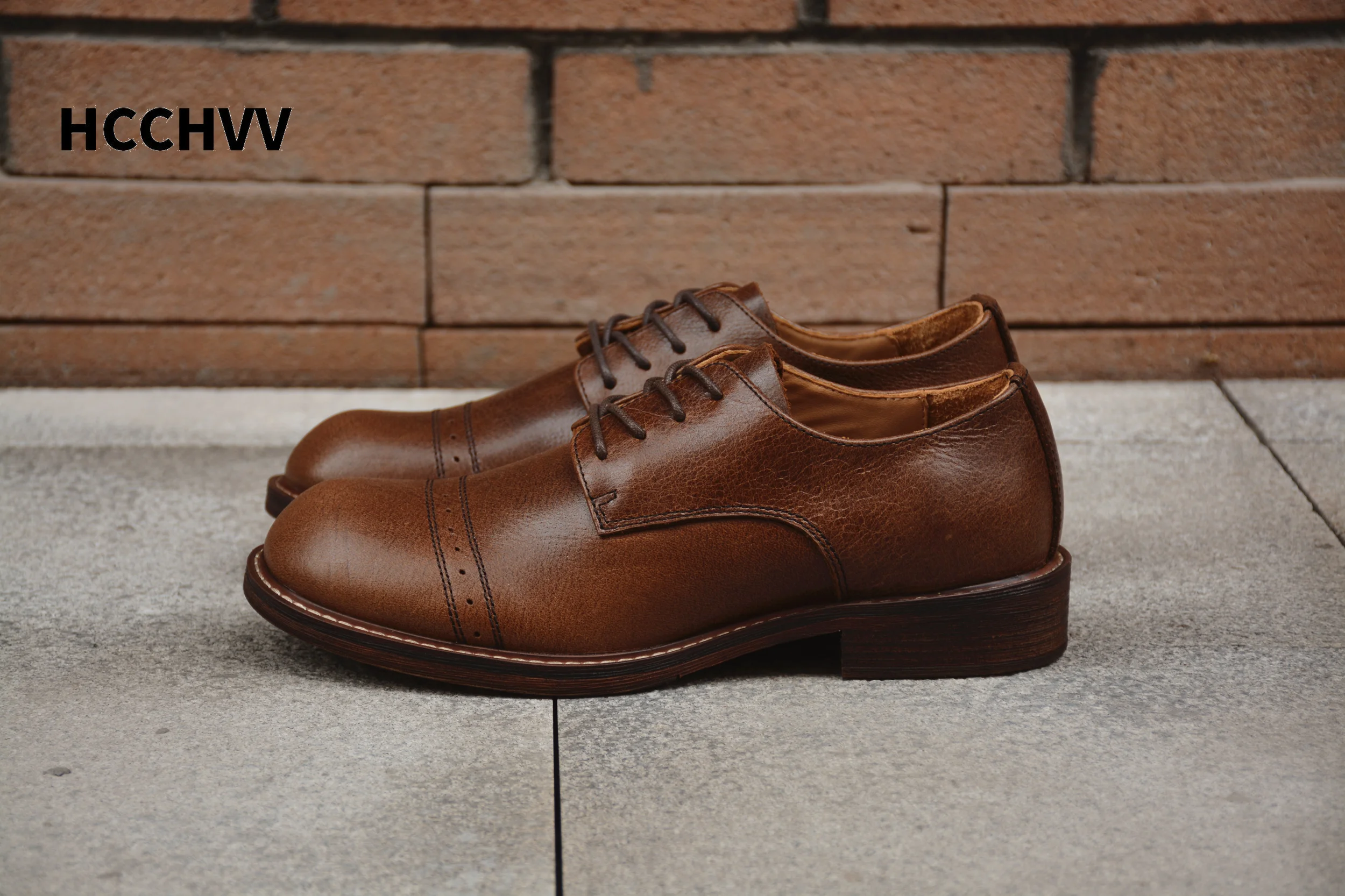 men's Oxford casual shoes Retro work handmade machine paratrooper men loafers leather | Обувь