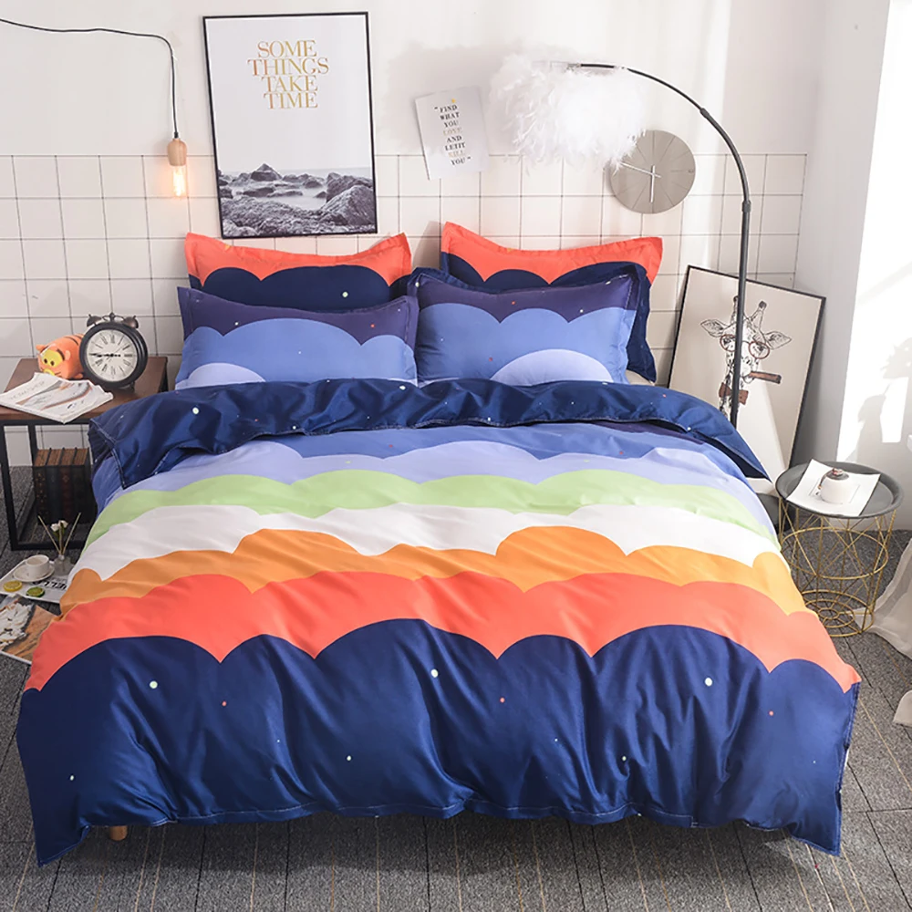 

Lychee Modern Simple Bedding Set Polyester Duvet Cover Set 2-3pcs Home Textile Family Bed Sets