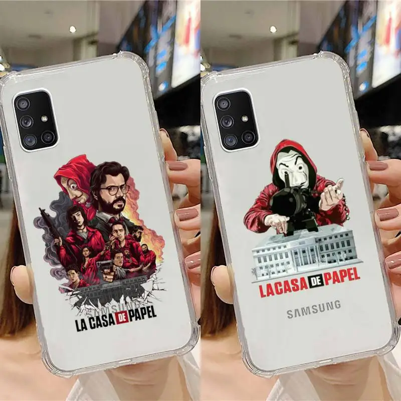 

Banknote House la casa de papel Phone Case Transparent For Samsung Galaxy A S Note 9 10 51 50 71 70 80 20 21 30s ultra plus