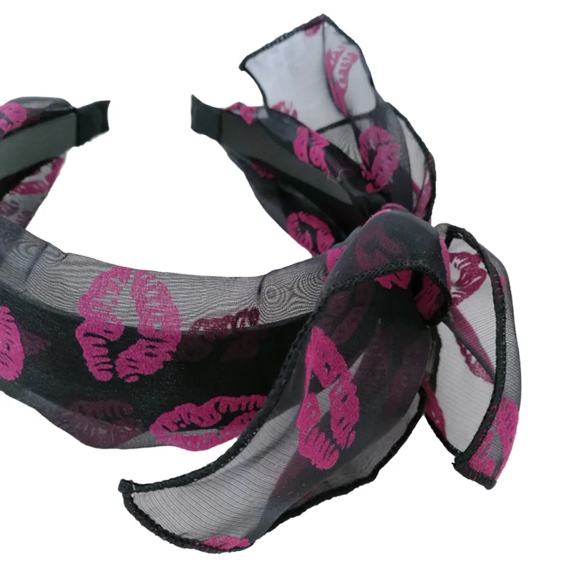 Розовый цвет сексуальный ободок для губ Женская повязка на голову с узлом и