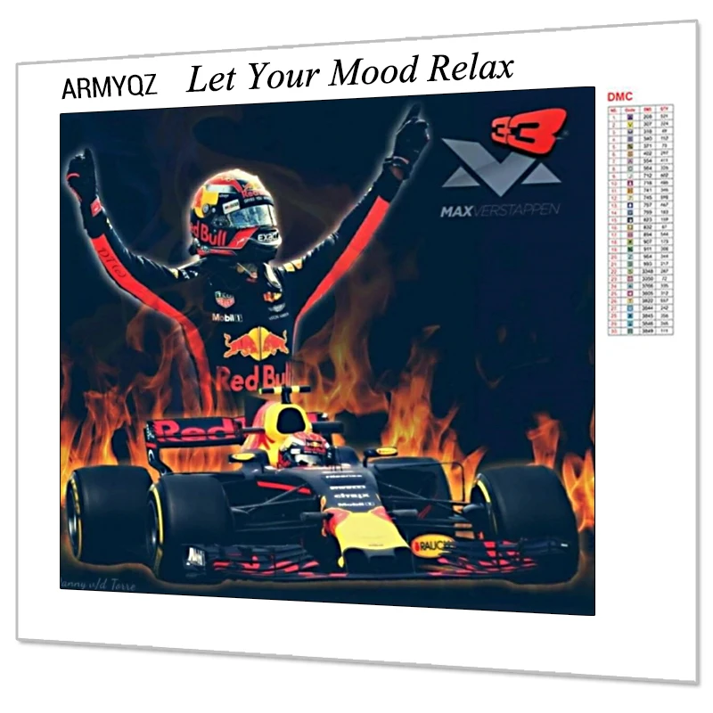 Полная квадратная/круглая дрель 5D DIY Алмазная картина &quotRed Bull MAXVERSTAPPEN&quot вышивка
