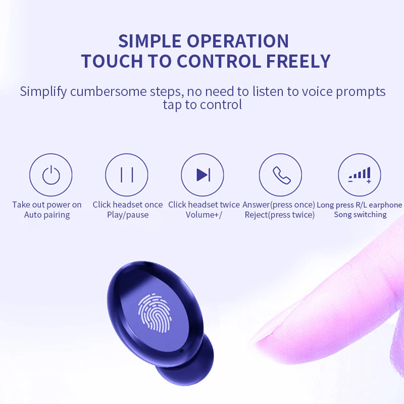 V8 TWS Bluetooth V5.0 наушники беспроводные стерео Спортивные Беспроводные гарнитура
