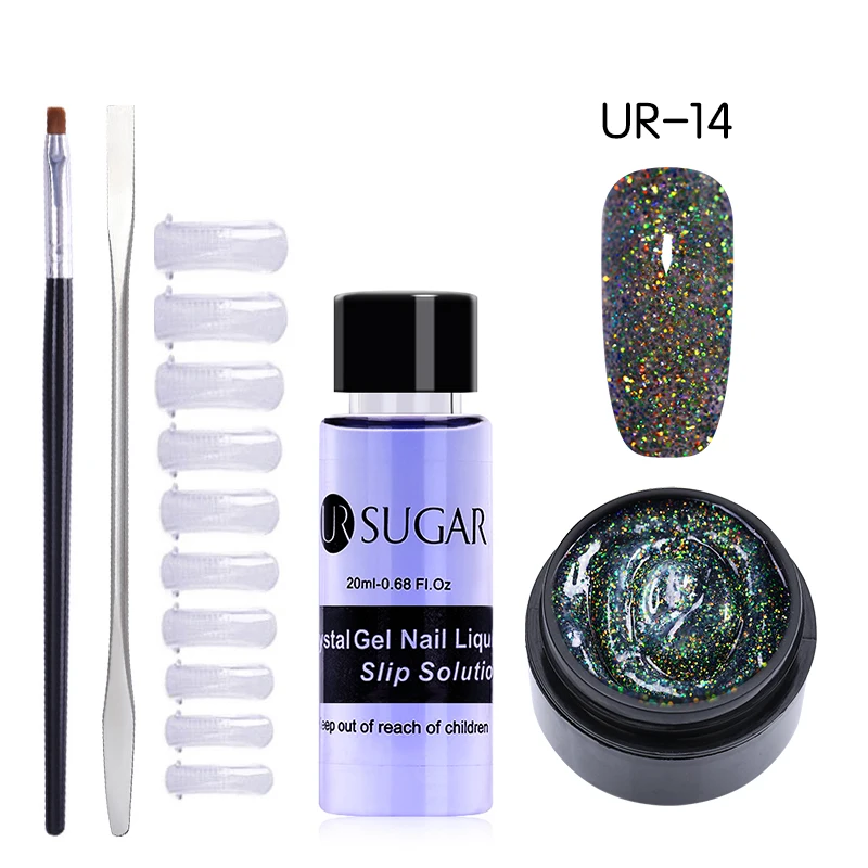 5Pcs set 14 UR SUGAR 15 мл Быстрый строительный поли гель продлевающий половой акт розовый блеск Замачивание от УФ СТРОИТЕЛЬ удлинение гель набор Типсы для маникюра палец расширение - Цвет: 5Pcs set 14