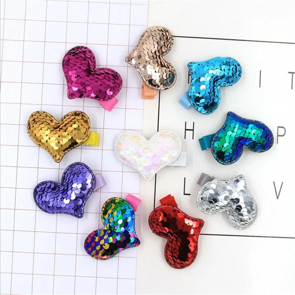 1pcs Candy Color Fashion Fish Scale Sequins Hair Clips Rabbit &amp Heart Shape Waterdrop Hairpins For Girls Christmas Accessories | Красота и