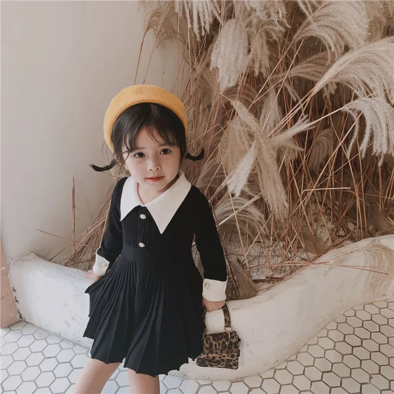 Вязаное платье для малышей сезон осень-зима консервативный стиль маленьких