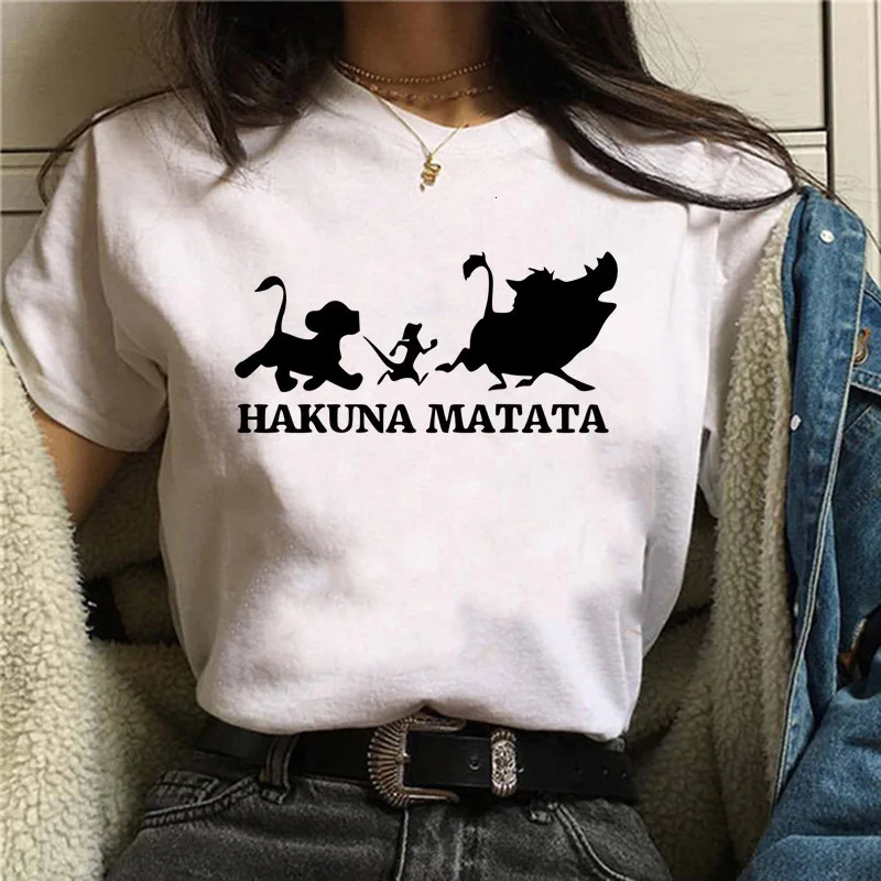 Женская футболка Harajuku Ullzang Moda o rei leau Hakuna Matata Femme Homme с покемонами футболки для