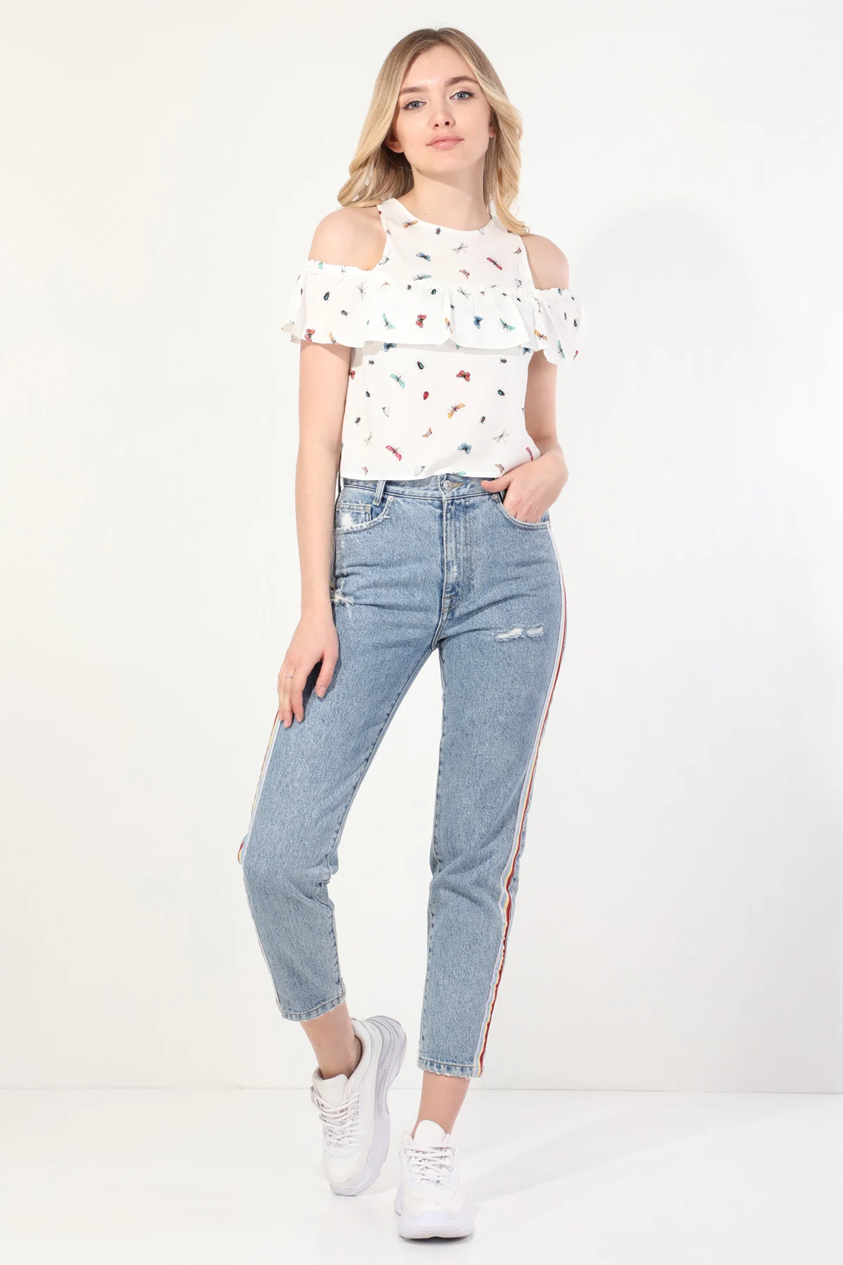 

Womens Butterfly Frilly Strapped Blouse