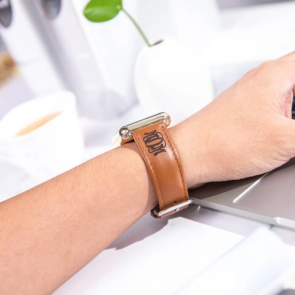 AILIN Dropshipping Personalized Silicone Apple Watch 38mm Band 44mm Smart Dog Logo Name Letter strap series 7 40mm Birthday Gift