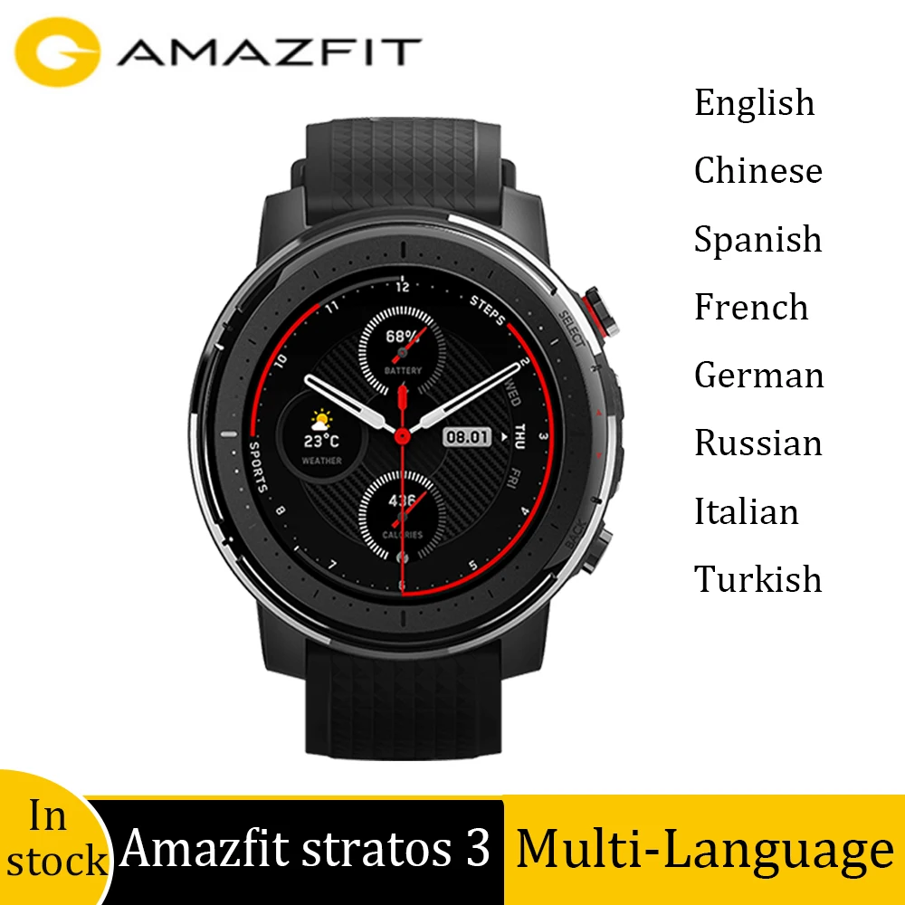 Умные часы Amazfit Stratos 3 с GPS Bluetooth музыкой пульсометром двойным режимом 14 дней без