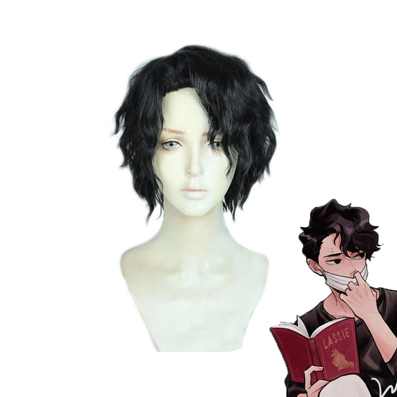 

Anime Haikyuu!! Kiyoomi Sakusa Cosplay Wig Black Short Curly Heat Resistant Synthetic Hair Costume Role Play Wigs