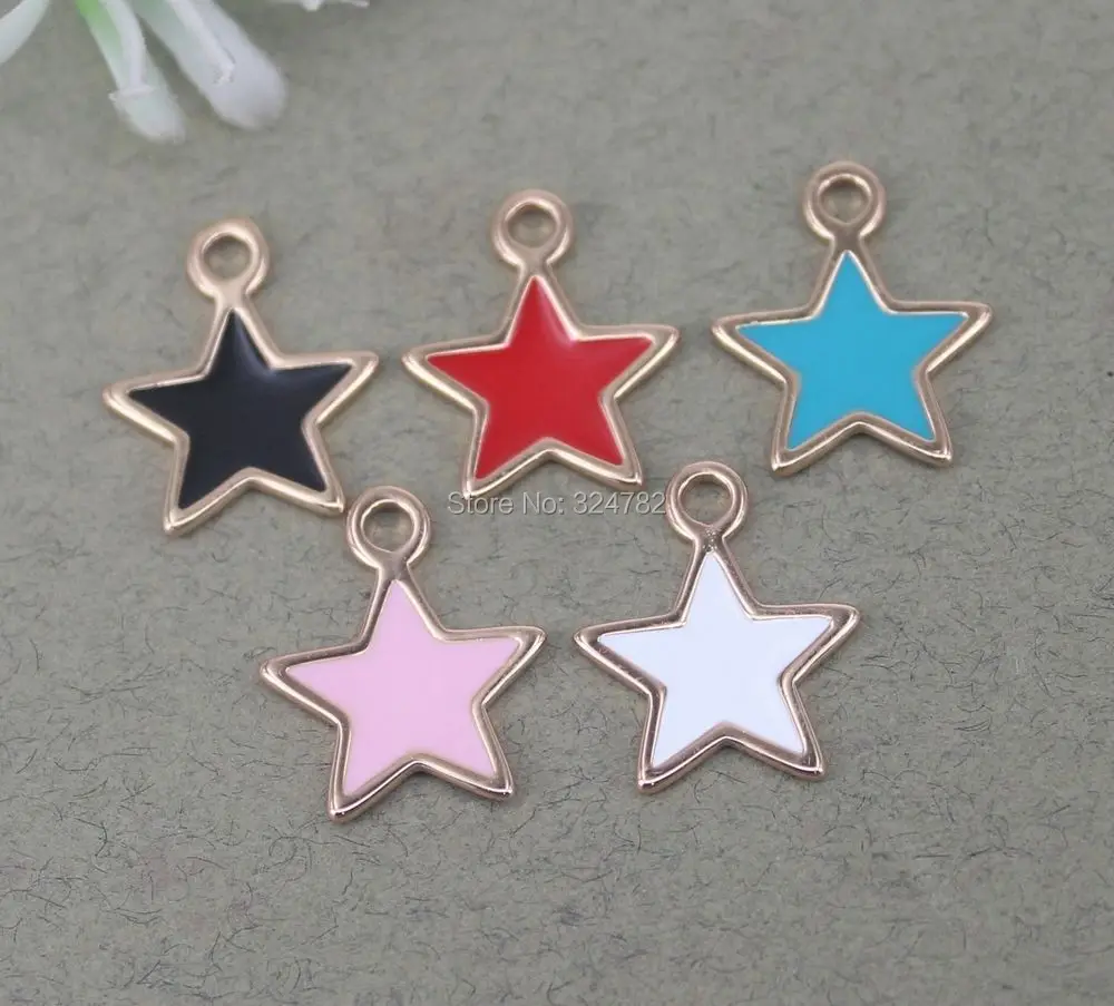 20 шт маленькие размеры эмалированные цветные звезды Шарм бусины золотые