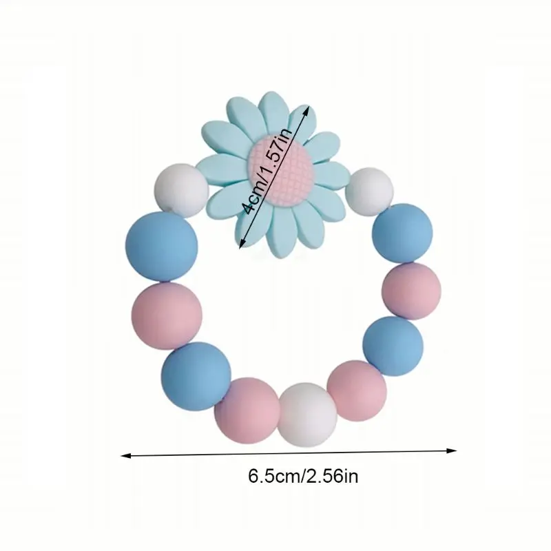 

Colorful Beads Sunflower Bracelet Soft Silicone Baby Teether Chew Teething Toy