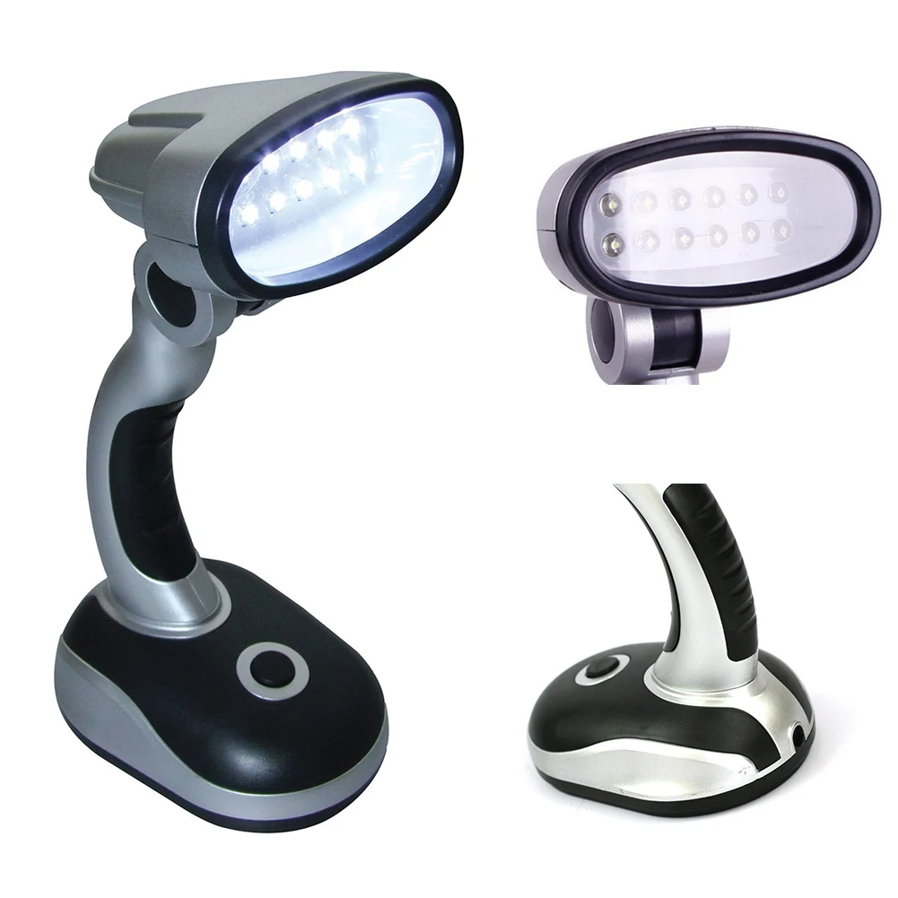 

12 LED Practical Battery Operated Desk Reading Work Bright Light Portable Table Lamp Camping
