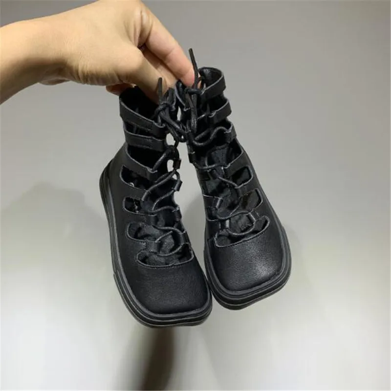 

New Children Shoes Autumn Girls Roman Cool Boots Princess Fashion Hollow Out Leather Boots Student Baby Kids Breathable 02B