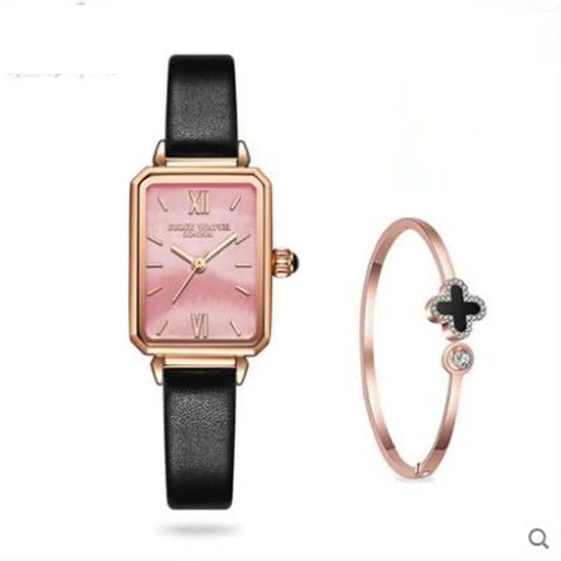 2019 женский роскошный браслет женские повседневные кварцевые часы с кожаным