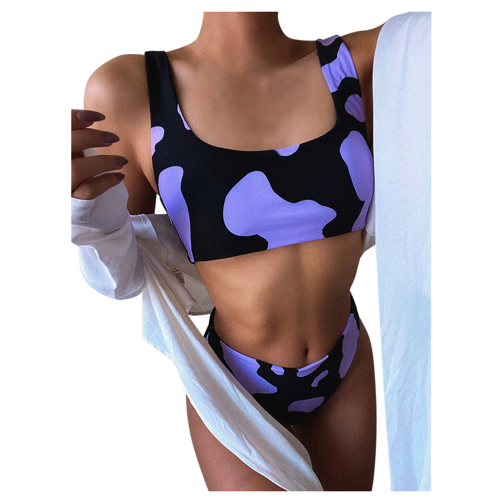 

2021 New Bikini Sexy High Waist Dairy Printed Swimsuit Suit Bathing Suit Women Drop Shipping