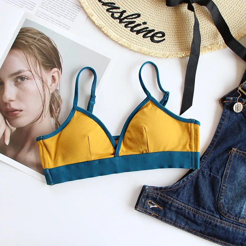 

Women Seamless Cotton Bra Wireless Underwear Fashion Patchwork Beauty Back Lingerie Bralets