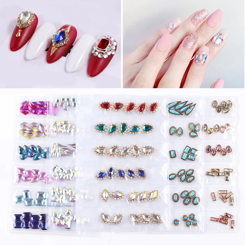 Разноцветные стеклянные стразы смешанные цвета плоский задник AB наконечник 3D