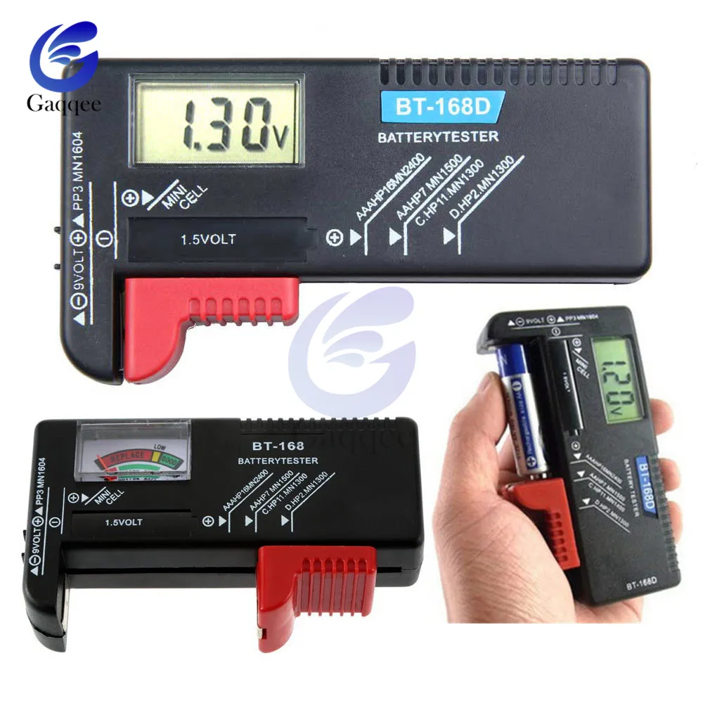 Портативный универсальный цифровой тестер батареи BT168 напряжения для кнопок AA AAA