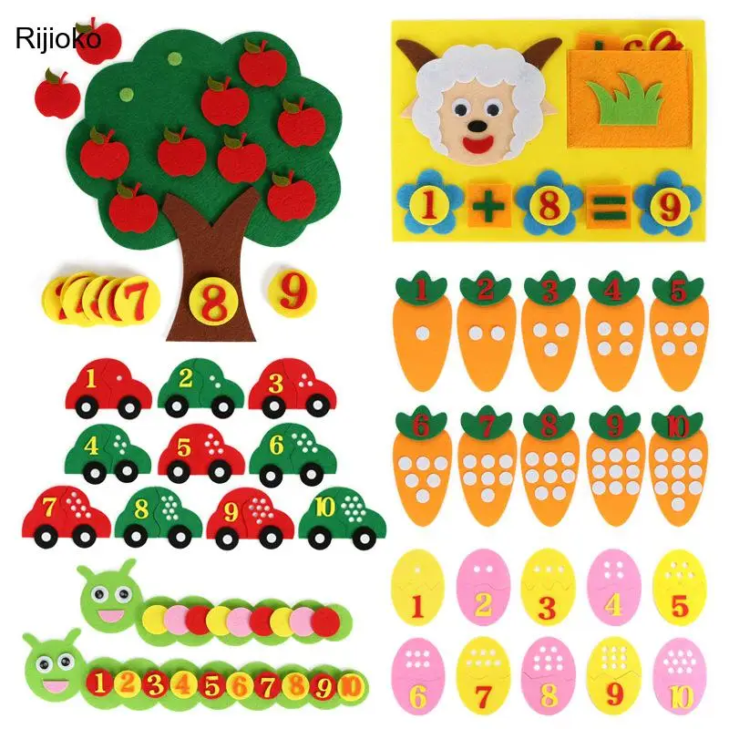 

1-10 year old Educational Toy Non-woven Children Puzzle Handmade DIY Math Toys Kindergarten Carrot Match Digital Teaching Aids
