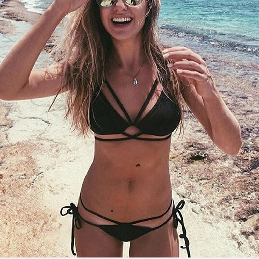 Соблазнительное однотонное бикини из двух предметов новинка 2020 купальные