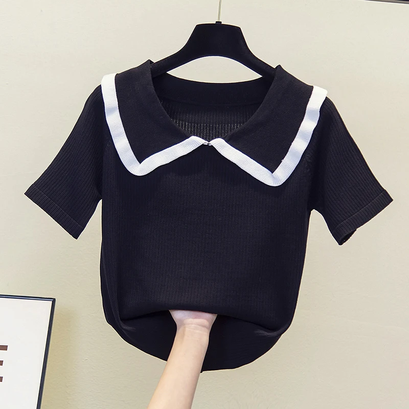 

Женский свободный пуловер с воротником с лацканами, размеры до 4XL