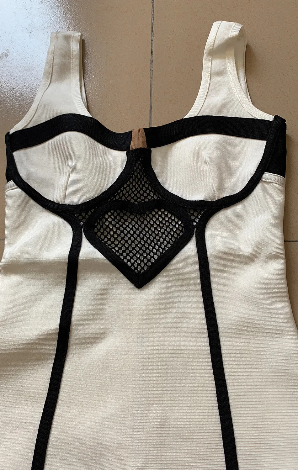 

Summer 2020 New Fashion Women White Bandage Dress Sexy Sleeveless Mesh Patchwork Bodycon Dress Club Celebrity Party Vestidos