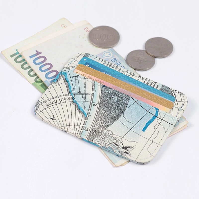 

Map Pattern Card Holder Money Clips Small Card Holder Map Pattern Card Holder Creative Coin Purse Wallet PU Cute Bank Card Purse