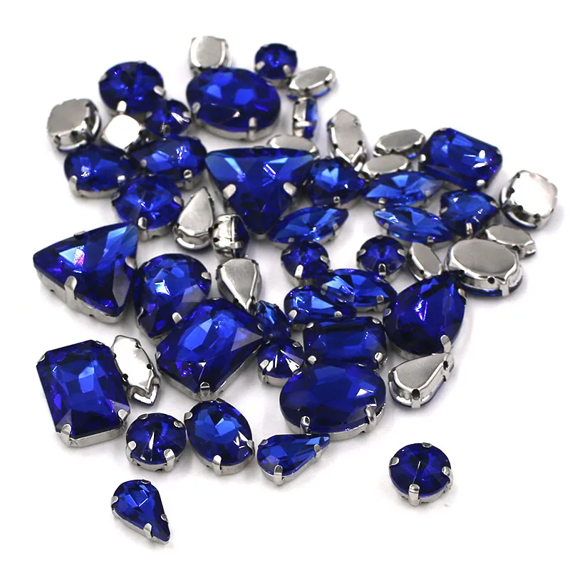 Аксессуары для одежды разноцветные стразы Royalblue стеклянные с серебряной основой