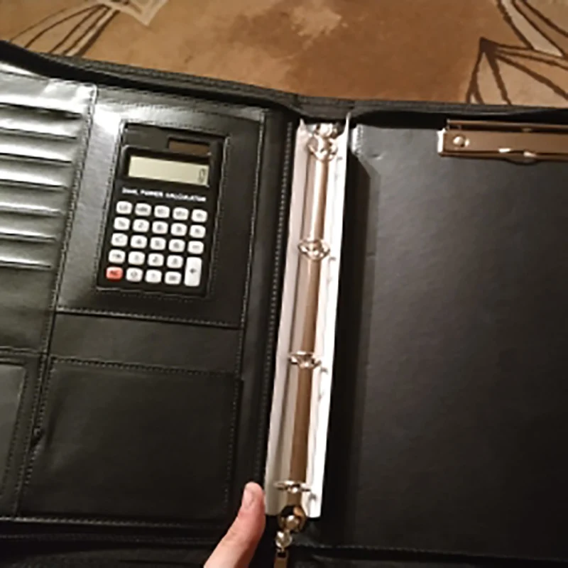 

A4 Binder Folder PU Portable Manager Office File Manager Briefcase with Calculator Filing Product