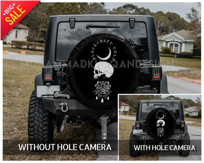 

Blacl Craft Cult, Skull, Skull Lover, Skull Tire Spare Covers Tire Cover For Car, Gift for her, Car Accessories