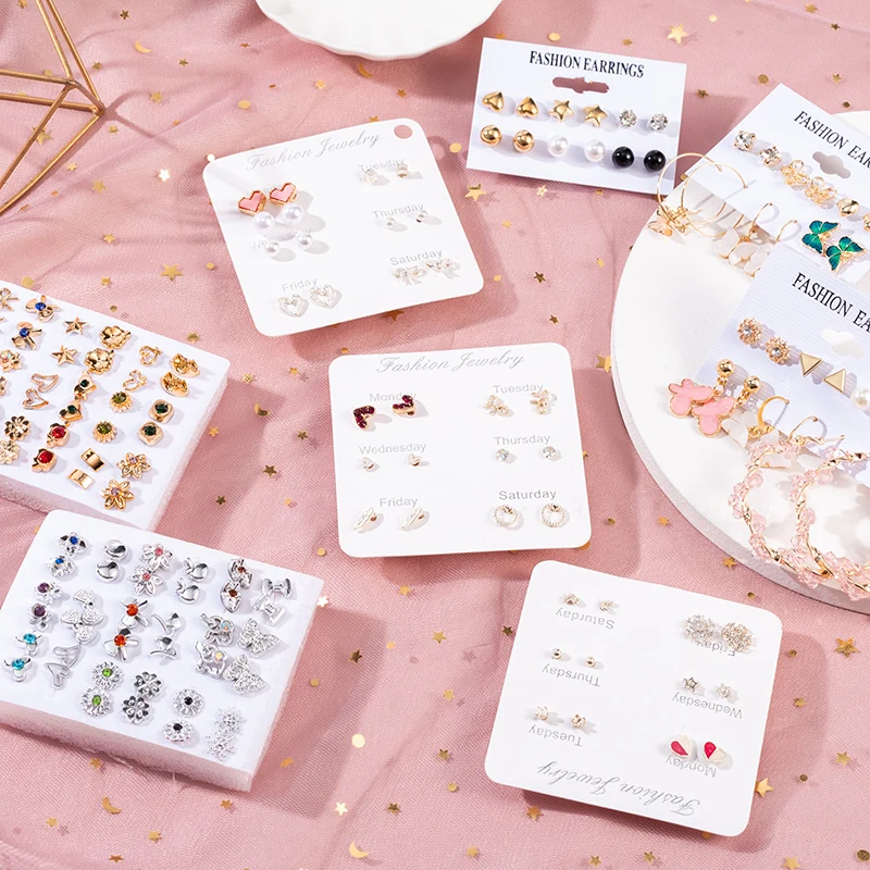 

Korean 2020 New Fashion Trendy Statement Earrings Set For Women Flower Round Geometric butterfly Jewelry Party cute Gifts