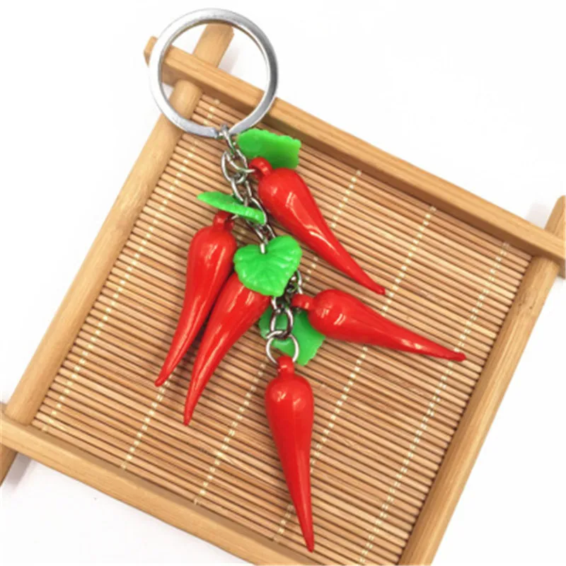 Fashion Keychain Bag Cute Resin Chilli Pendant Creative Chili Key Chain Car Ring Female Jewelry Holiday Gift | Украшения и