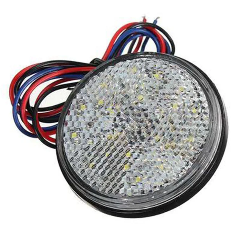 

White 24 SMD Car Round Tail Light Turn Signal Light Round Car LED Reflector Truck Side Warning Light Bulb