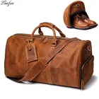 Luufan, винтажная Мужская Ручная сумка для багажа, дорожная сумка с карманом для обуви, кожаная Большая вместительная сумка-мессенджер для ноутбука