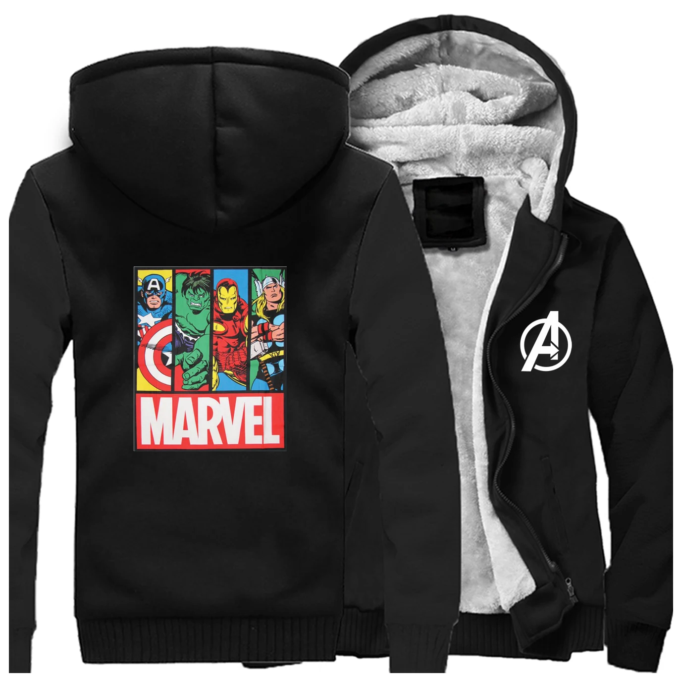 Marvel Мстители зима горячая Распродажа толстовки с рукавом реглан мужская мода хип-хоп спортивная одежда забавное пальто плотная одежда супергероя