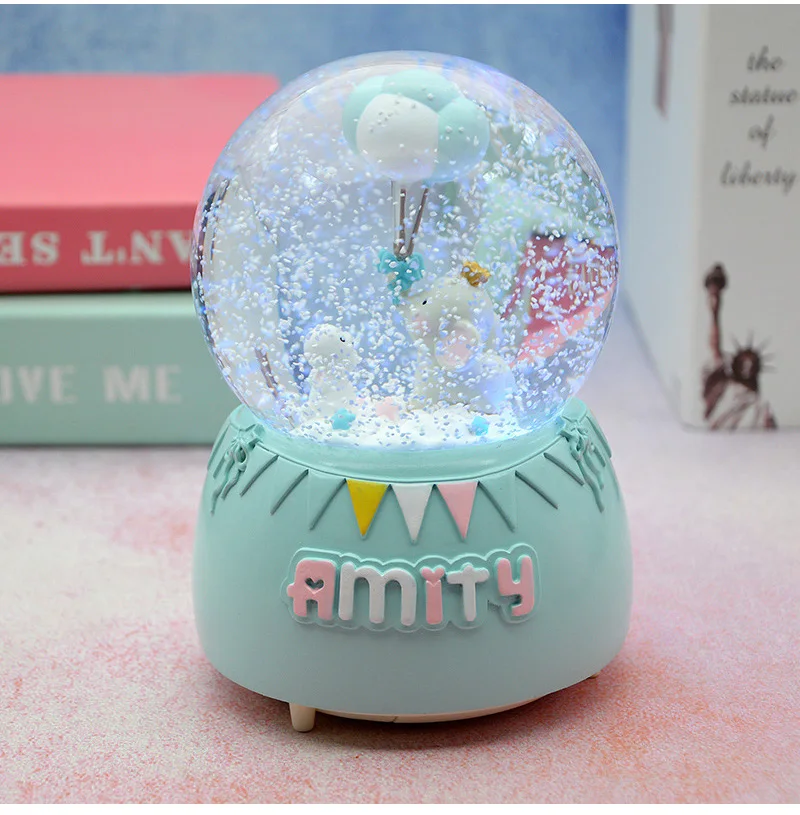 Strongwell Amusement Park Balloon Elephant Snow Globe Crystal Ball Christmas Music Box Christmas Decoration Home Birthday Gift