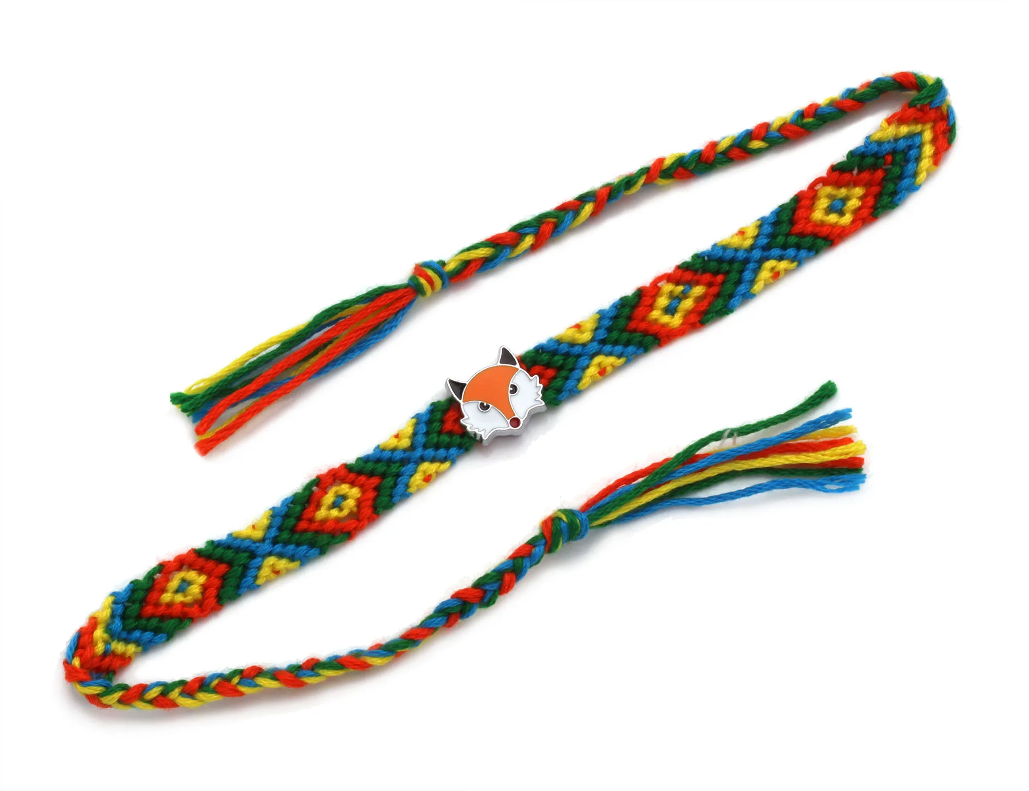 Женский и мужской плетеный браслет Boho милый в виде лисы из хлопка подарок для