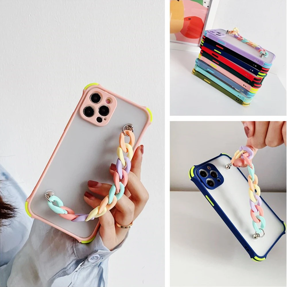 

For Huawei Y7A Y9A Y8P Y8S Y7P Y6P Y5P Y6S Y9S 3D Wrist Chain Shockproof phone case For Huawei Y5 Y6 Y7 Y9 2019 Soft Back cover