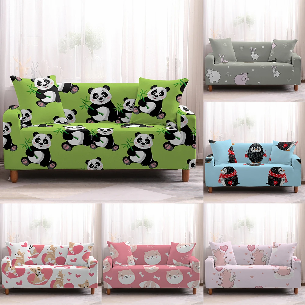 

Sweet Animal 1/2/3/4 Seat Cover Sofa Cover Stretch Sofa Cover Suitable Living Room Protect Cover Non-Slip Spandex Sofa Cover