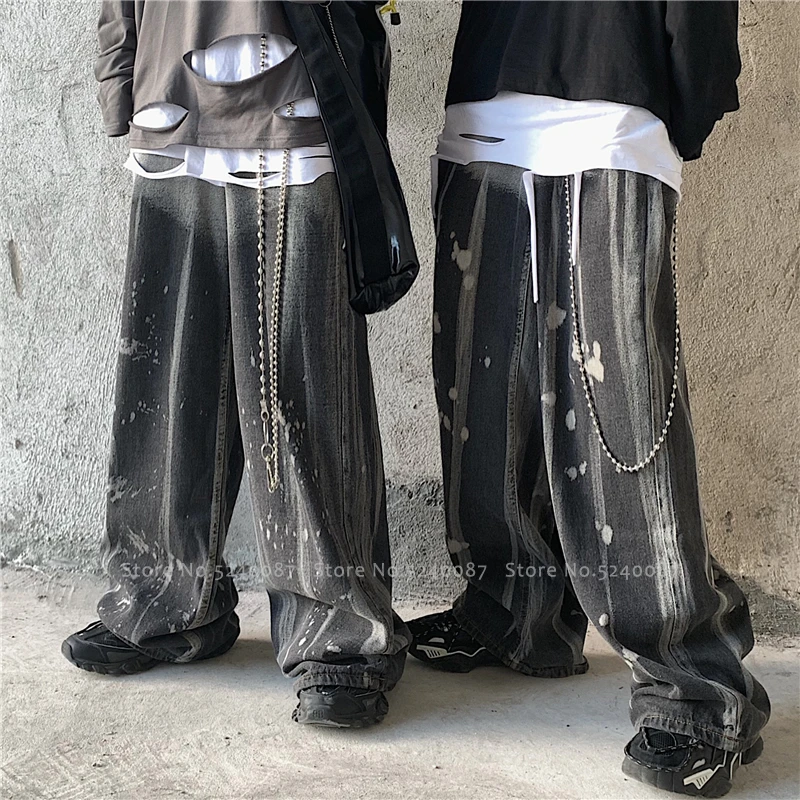 Брюки в японском стиле харадзюку с широкими штанинами свободные джинсовые штаны