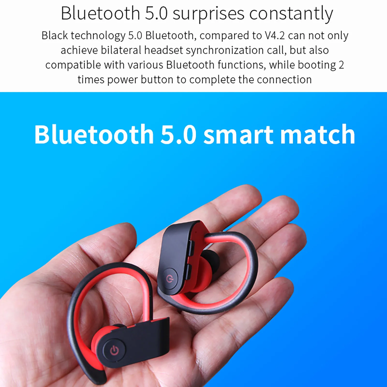 

Sport Headset With Bluetooth True Wireless 5.0 Pair Of Ear Call Stereo Universal Touch Control Dynamic HIFI Stereo Earbuds