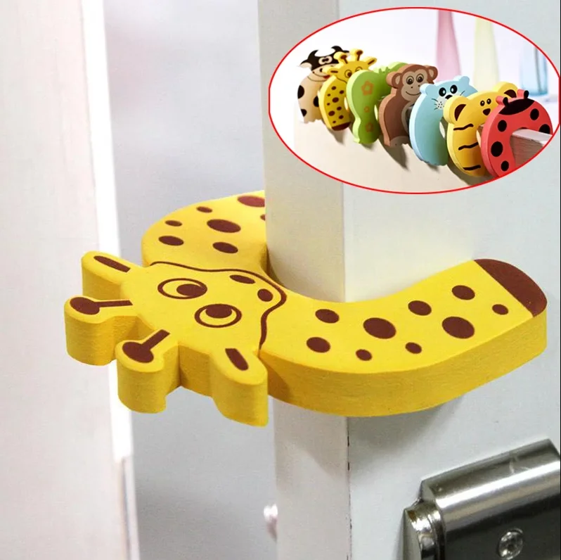 5pcs Protection Baby Safety Cute Animal Security Door Stopper Baby Card Lock Newborn Care Child Finger Protector