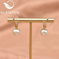 xlentag handmade natural white baroque pearl edison earrings female couple wedding engagement party gift boutique jewelry ge1032