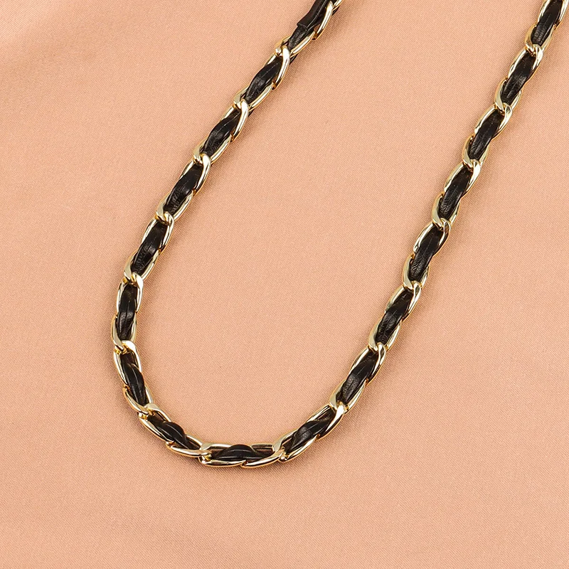 Новейшее ожерелье уличная цепь кожаный черный плетеный чокер веревочный