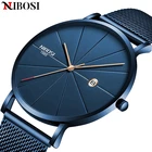 Часы наручные NIBOSI Мужские кварцевые, простые брендовые Роскошные водонепроницаемые спортивные с тонким сетчатым стальным браслетом
