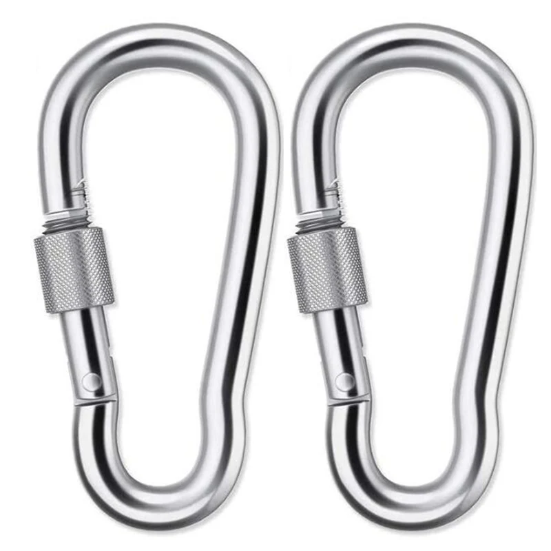 

304 Stainless Steel M8 Multifunctional Spring Snap Carabiner Quick Link Lock Ring Hook for Hammock Climbing Camping Safety Hook