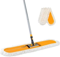 eyliden commercial industrial cotton mop dust floor mop 59 inch telescopic handle with total 2 microfiber polyester mop pads